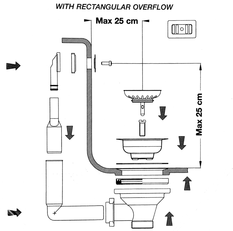 Franke / Lira 90mm Sink Basket Strainer Waste Kit (WITH Overflow